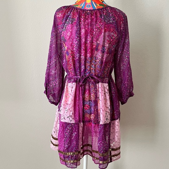 Free people sheer purple tunic dress top - Picture 3 of 4